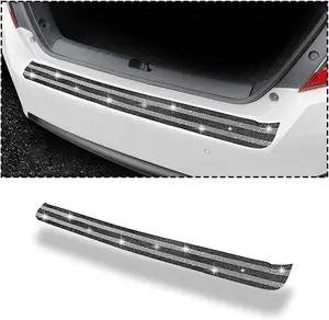 Car Rear Bumper Protector, AntiScratch Trunk Door Entry Guards, Bling Crystal AntiCollision Adhesive Sticker, Universal Auto Exterior Accessories for Most Cars, SUVs