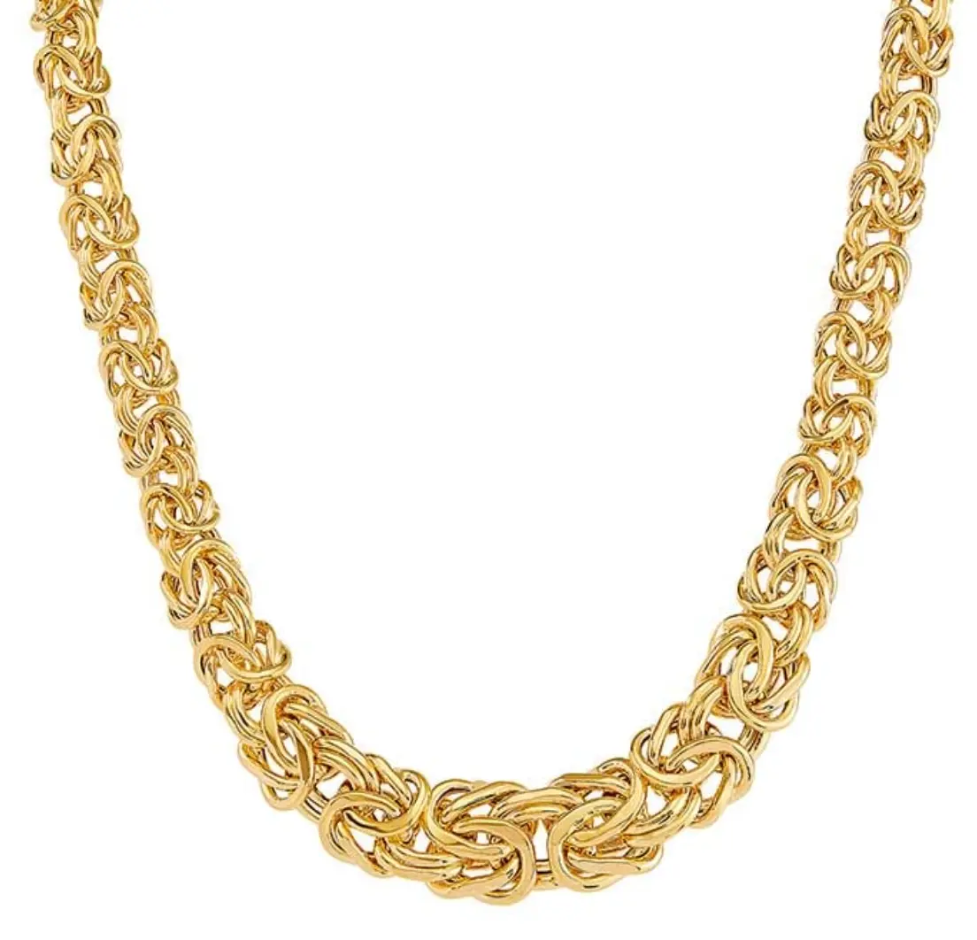 14k Yellow Gold Graduated Byzantine Chain Necklace
