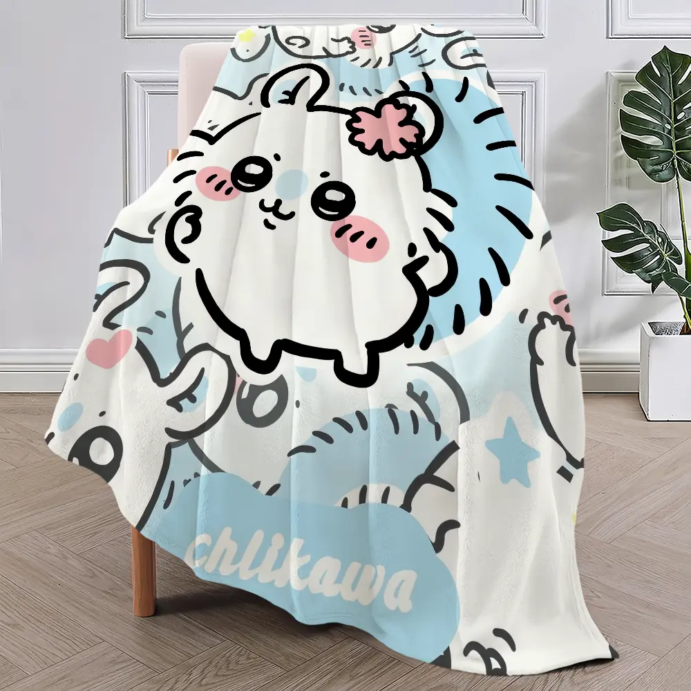 Cute Momonga C-Chiikawa Cartoon Blanket Plush Nap Sofa rug for Living Room Warm Office Bedroom Birthday Home Travel Kid Gifts