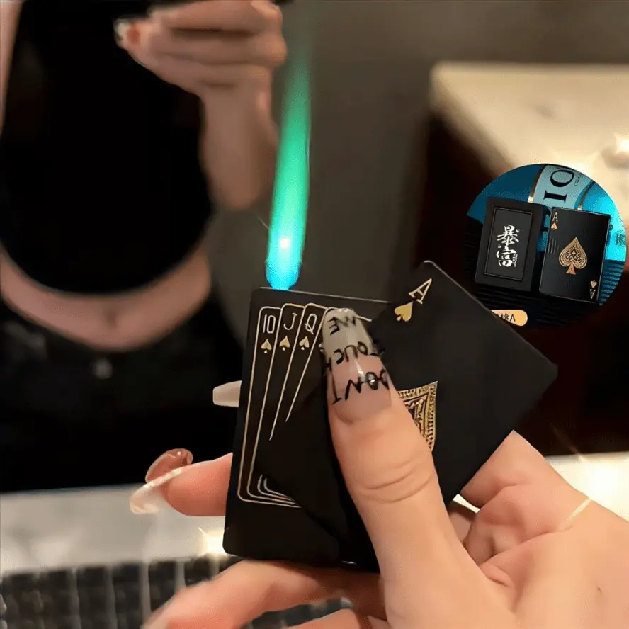 Spade A Playing Card Windproof Green Flame Portable Compact Lighter Accessory (Butane Gas Not Included) Suitable for Outdoor Use, Halloween, Collection Needs, Accessories