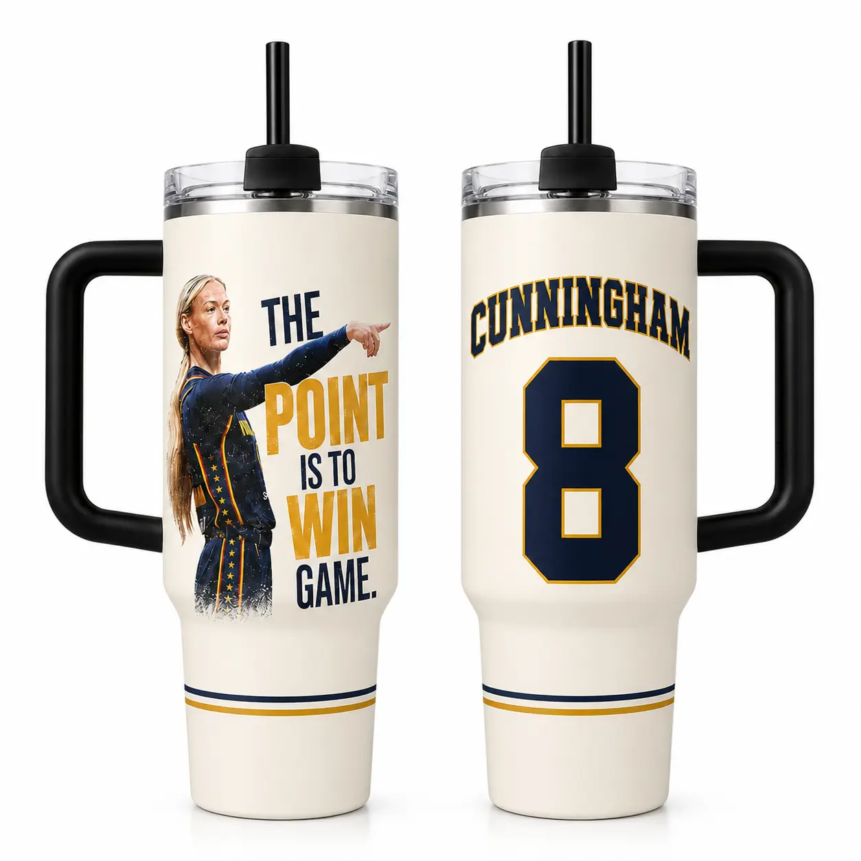 Graphic Sophie Point God Straight Basketball Tumbler 30oz 40oz With Handle, The Point Is To Win Game Women’s Basketball Fan Cup, Cream Navy Gold Player Jersey Style Travel Drinkware Gift, Not Including The Straw Water Bottles Bottle Drinkware
