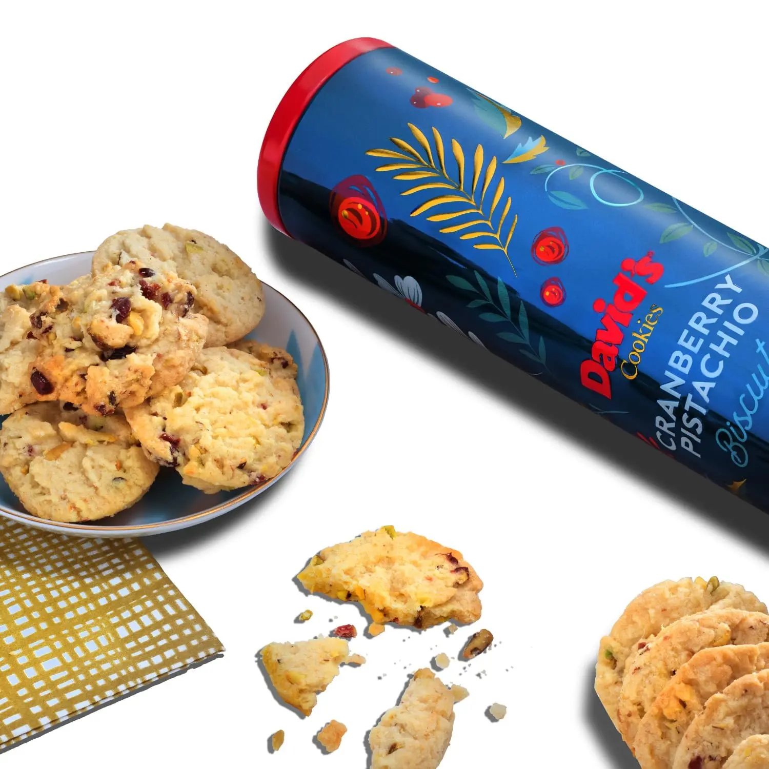 DAVID'S COOKIES Cranberry Pistachio Biscuits, Sweet and Savory Snack Cookies with Pistachios, 1 Pack