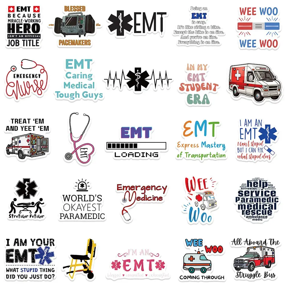 50 Cute EMT Stickers EMS Medical Inspired Decals for Students and Collectors