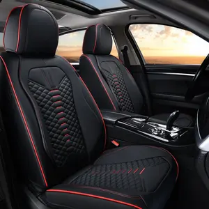【Coverado D-8846】Universal Fit 5-Seater PU Leather Car Seat Cover - Auto Sedan Seat Cover Full Set Front & Rear Water Resistant Black/Blue/Red/Grey Car Interior Accessories Black Friday Deal