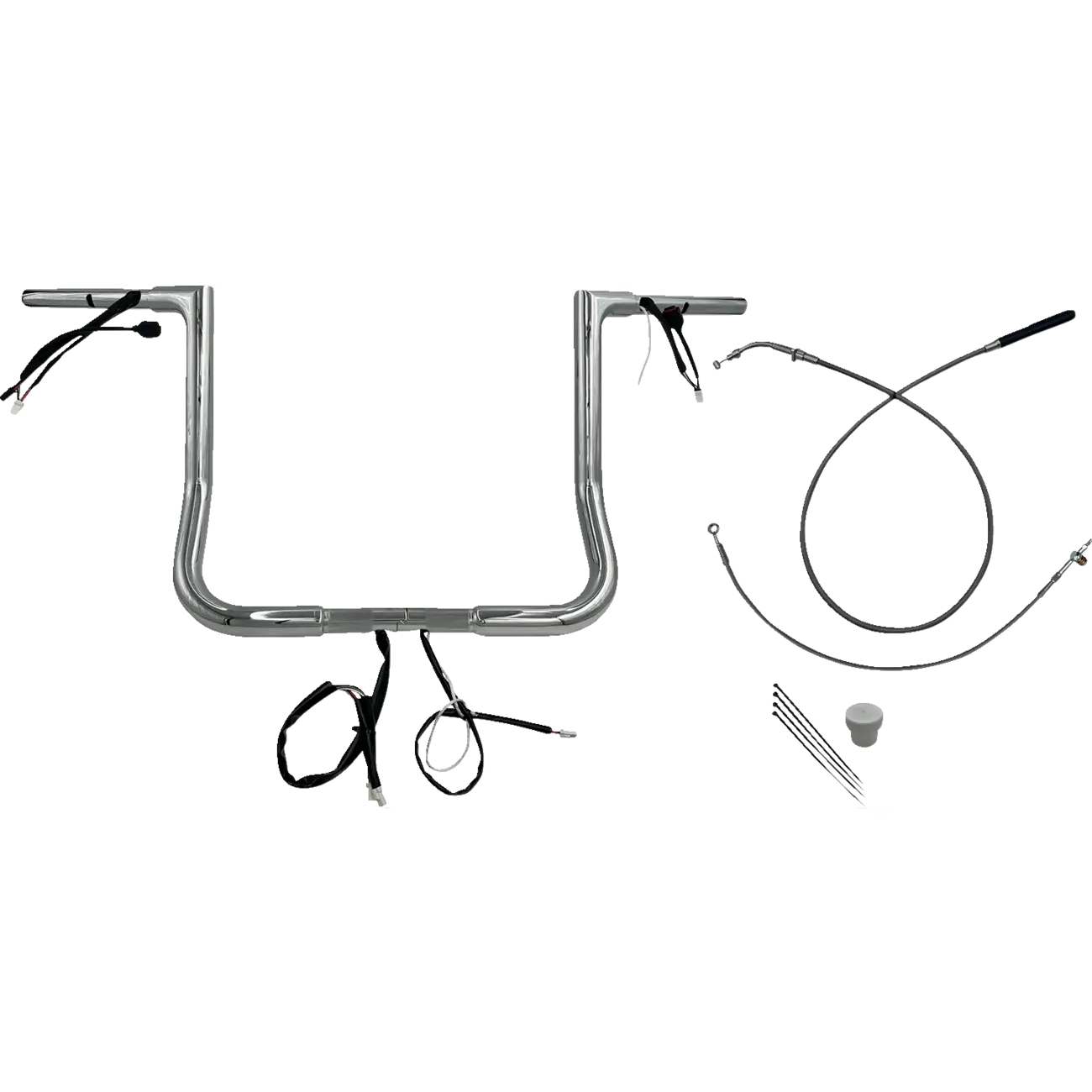 FAT BAGGERS INC. 1-1/4" EZ Install Wired Flat Top Handlebar - 14" - Chrome