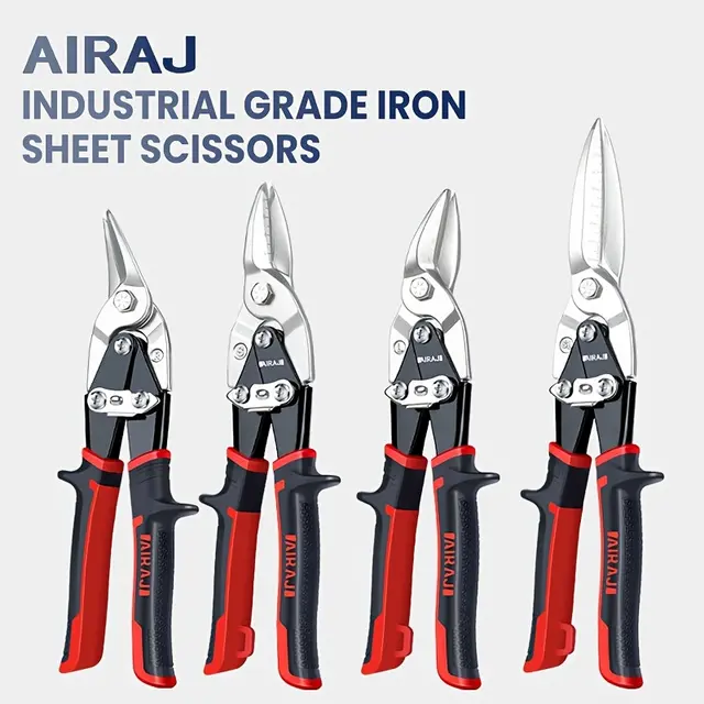 10 & 12-inch 4-piece heavy-duty   Aviation Tin Snips   set: CR-V-style metal plate multi-directional cutting shears, straight-cut & curved-cut metal shears, high-altitude flight shears,comfort   grip, ndustrial metal processing, home renovation