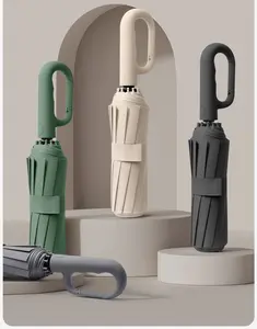 Inverted umbrella buckle handle windproof umbrella looped buckle design