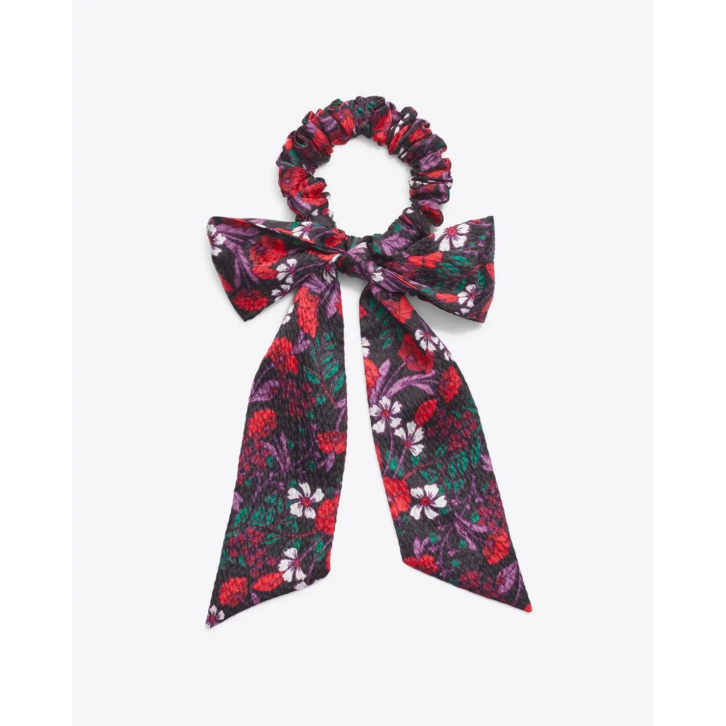 Scarlet Floral Bow Scrunchie