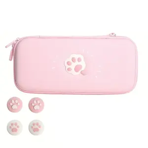 Carrying Case for Nintendo Switch/Switch OLED, Cute Cat Claw Hard Shell Compact Portable Travel Case for Nintendo Switch/Switch OLED Console & Accessories with 12 Game Card Slots & 4 Replaceable Thumb Grips Cap