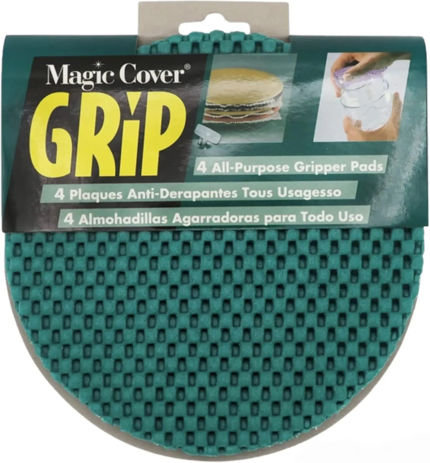 4-Piece Silicone Jar Opener Gripper Pad Set - All-Purpose Kitchen Utensils with Cover & Handle, Wide 6x6 in/6 x 6 Inch Pads for Enhanced Grip for Weak Hands