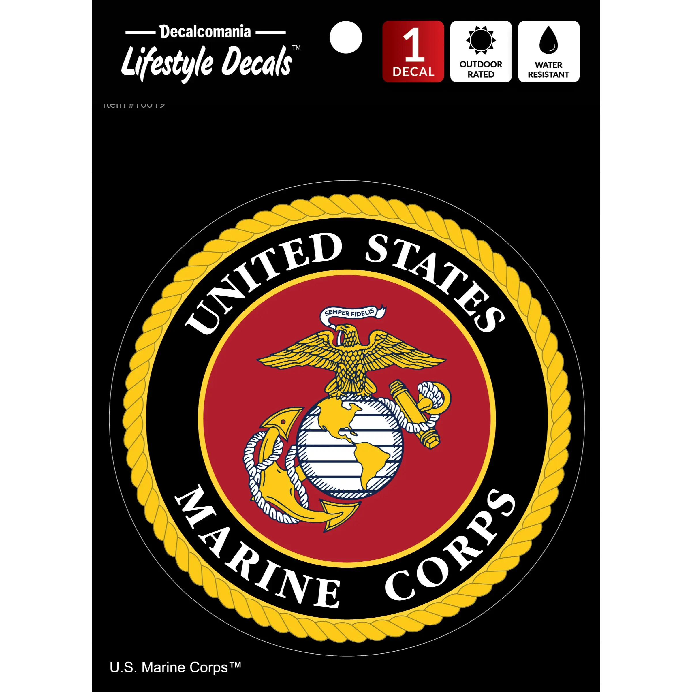 Decalcomania U.S. Marine Corps Logo Peel and Stick Decal 5.5" Water Resistant Outdoor Rated Vinyl Officially Licensed by U.S. Marine Corps