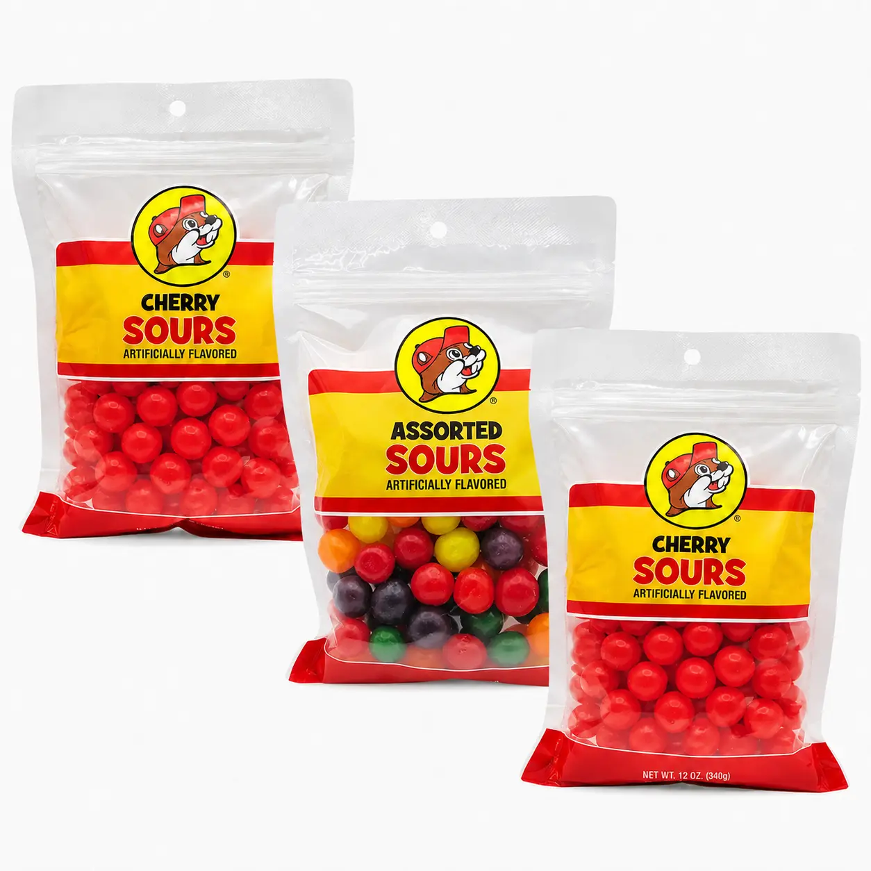 Buc-ee's Sweet and Sour Hard Candy Balls - 12oz Prepackaged Mixed Bite-Sized Fruity Bag, Watermelon Cherry Sour Fruit Flavors, Tangy Texas Candy, Crunchy Shell Gives Satisfying Bite Treat