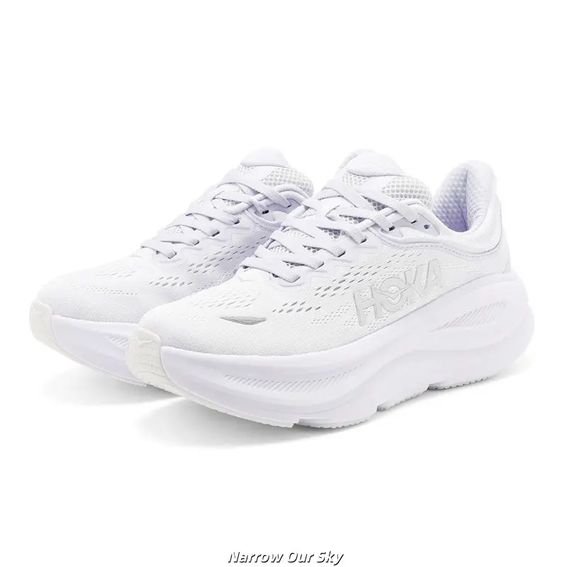 Brand New Original Box Unisex Full White Mesh Running Shoes Ultra Thick Foam Cushion Non Slip Breathable Walking Gym Athletic Sneakers US Sizes 5-12