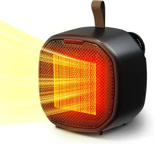 Portable Electric Space Heater, Small Ceramic Heater for Indoor Use, Overheating & Tip-Over Protection,Adjustable Thermostat,Fast  for Office Desk,Black rapid heating