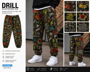 Drill Clothing Co Fresh Prints Bel-Air Aztec Graphic Jogger Sweatpants