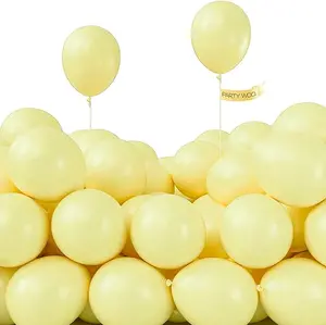 PartyWoo Pastel Yellow Balloons, 50 pcs 5 Inch Pale for Garland Arch as Party Decorations, Birthday Baby Shower Q07