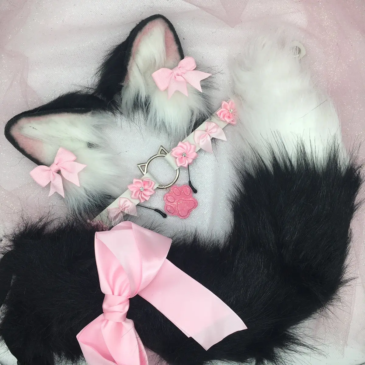 black ear necklace Halloween costume kawaii goth