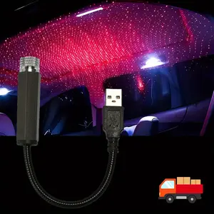 Usb Car Ambient Lighting Star Sky Projector Led Atmosphere Lamp with Red/blue Colors, Dimmable Interior Night Lights for Cars, Trucks, Suvs - Perfect Car Accessories Gift for Men