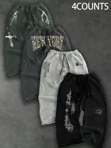 Men's & Women's Casual Joggers 4-Pack, Tracksuit Pants, Comfortable Drawstring Design, Soft Fabric, Perfect for Hiking & Outdoor Activities