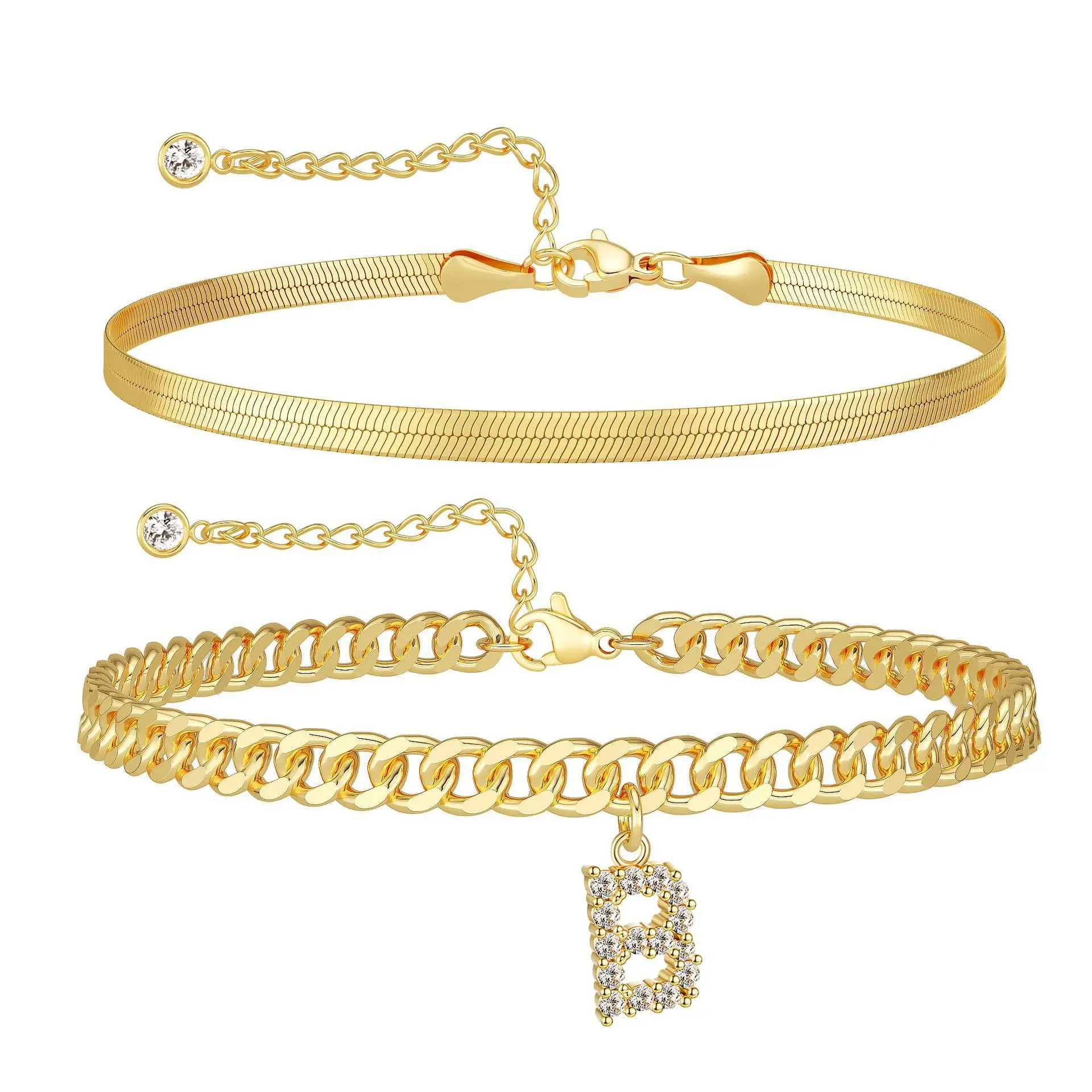 Initial Anklets for Women Ankle Bracelet with Letter Pendant Waterproof Adjustable Anklet Set Stackable Personalized Jewelry Summer Beach Accessories Gift for Girls