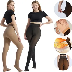 Fleece Lined Tights Sheer Women High-Waist Design Comfortable Buttck Lift Ultra-High Elasticity Warm Pantyhose Leggings for Winter