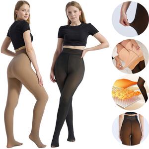 Fleece Lined Tights Sheer Women High-Waist Design Comfortable Buttck Lift Ultra-High Elasticity Warm Pantyhose Leggings for Winter