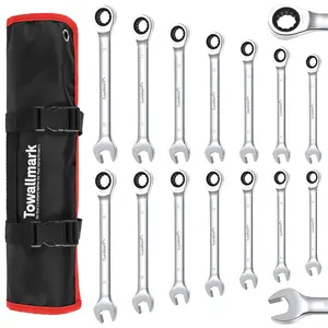 12-Piece Metric Ratcheting Flex-Head Wrench Set 8-19mm – 72-Tooth Cr-V Alloy, Combination Spanners with Storage Bag, Perfect for Home, Car, and Bike Repair
