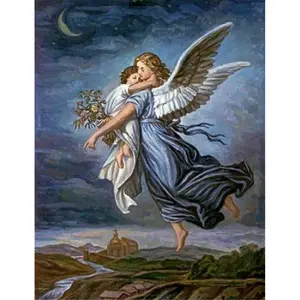 212 MAIN Wilhelm Von Kaulbach The Guardian Angel Figure Artistic Photo Poster Print, 11x14 Size Home Wall Decoration for Room Supplies