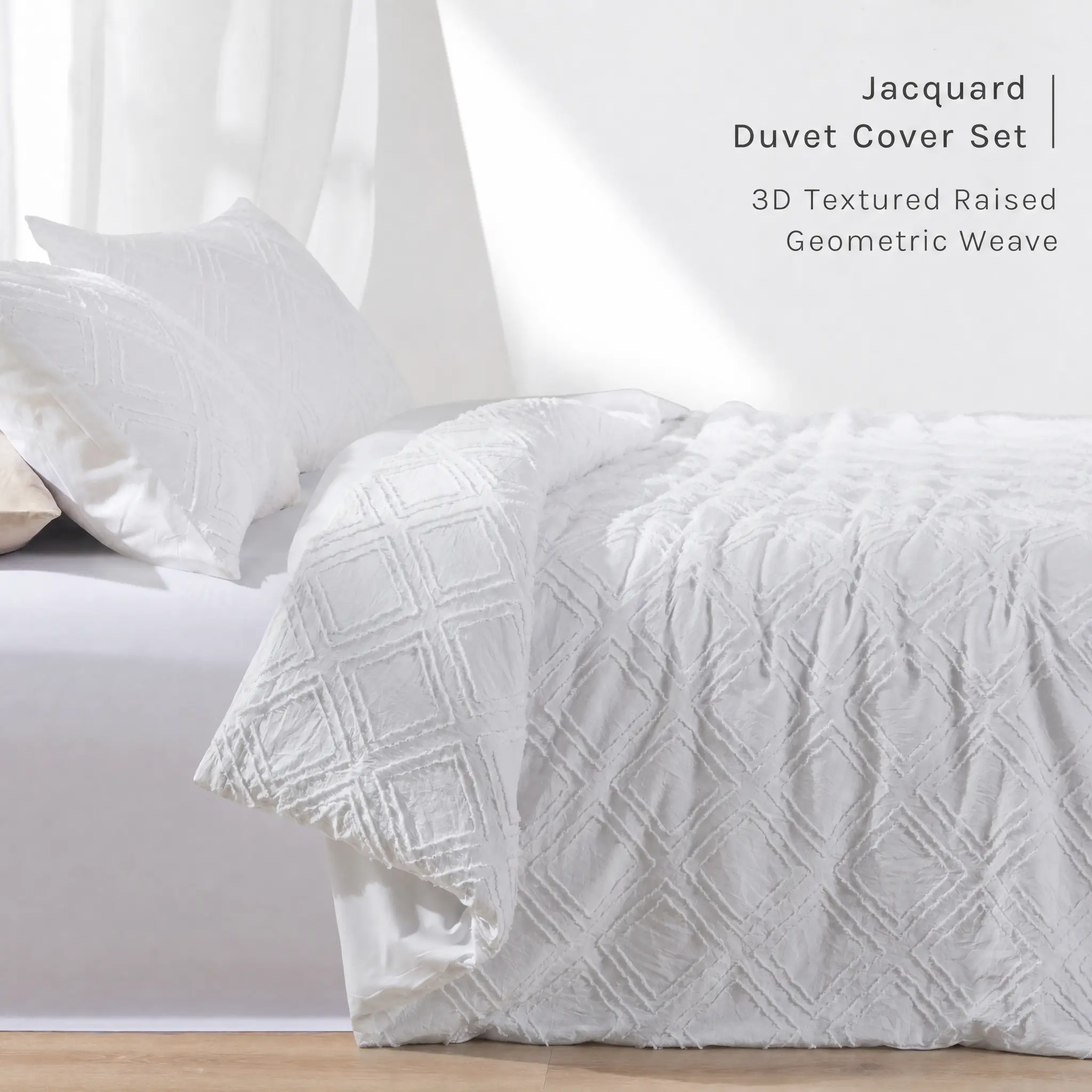 PeaceNest 2/3‑Piece Duvet Cover Set, Tufted Geometric Zipper Closure, NO Comforter Insert