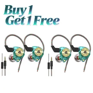 [ Buy 1 Get 1 Free ] Wired Gaming Earbuds with MIC, QKZ AK3 In-Ear Monitor Headphones, Deep Bass Sound, 1DD 10mm Dynamic Driver, HiFi Stereo Gaming Earphones, Portable IEM for Music, Video Calling, and Live Streaming