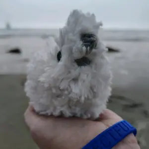 Crochet Silkie Chicken Plush Fluffy Faux Fur Hand Held Plush and Decor