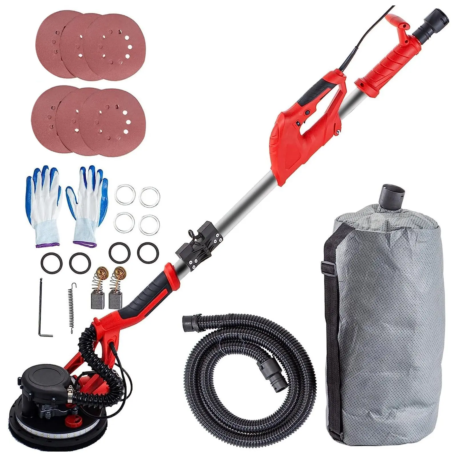 【Summerfinds】VEVOR Drywall Sander 850W, Electric Drywall Sander, Variable Speed 800-1750 RPM, Foldable Sheetrock Sander, with Telescope Handle, Electric Sander, with LED Strip Light and Vacuum Bag, Wall Sander