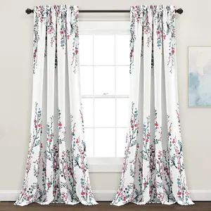 Lush Decor Mirabelle Watercolor Floral Light Filtering Window Curtain Panels Blue/Coral 52x84+2 Set Lush Decor Mirabelle Watercolor Floral Light Filtering Window Curtain Panels Blue/Coral 52x84+2 Set
