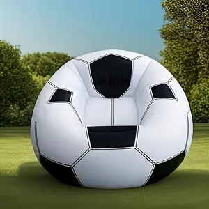 1PC Football Design Inflatable Sofa (Single Seater), World Cup Fan Version, Durable PVC Material, Lounge Chair, Home and Outdoor Furniture, Portable Camping Use, Match Day Essential Decoration (Air Pump Not Included)