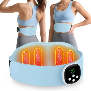 Electric Massage Belt with 8 Modes & 19 Speeds & 4 Zones Hot Compress for Muscle Relaxation, Abdominal Exercise Massager & Period Care, Heated Wrap, Menstrual Heating Pad, Stomach Heating Pad