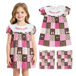 Kids Girl Summer Dress Daddy's Girl Summer Clothes Embroidery Camo Father‘s Day Clothing