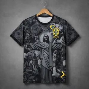 Brazil Soccer Jersey – Christ the Redeemer Graphic Tee, Unisex Football Shirt, Brazil Fan Shirt, World Cup Style T-Shirt, Rio Christ Statue Design
