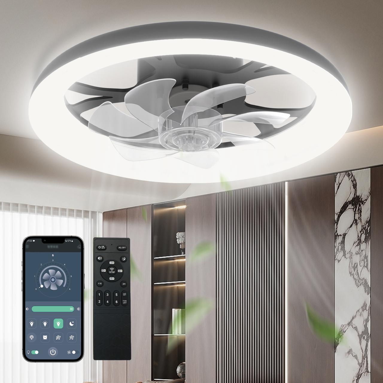 HYPERLITE Dimmable Modern LED Fan Light,Ceiling Fan With Light Remote, 3 LED Color Temperature, 6 Speed Noiseless AC Motor, Timer Setting,Adjustable Brightness,White Fandelier Ceiling Fans for Bedroom,Dining room, Living room, Study,SpringGlowUp HYPERLITE Dimmable Modern LED Fan Light,Ceiling Fan With Light Remote, 3 LED Color Temperature, 6 Speed Noiseless AC Motor, Timer Setting,Adjustable Brightness,White Fandelier Ceiling Fans for Bedroom,Dining room, Living room, Study,SpringGlowUp
