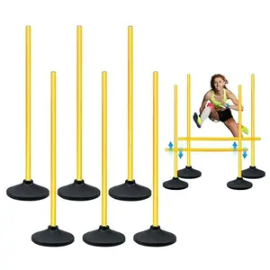 Soccer Agility Poles,Adjustable Height Hurdles,6PCS Soccer Training Poles With Rubber Base, Detachable Soccer Agility Training Equipment,Dog Agility Hurdle Cone Set Backyard Set