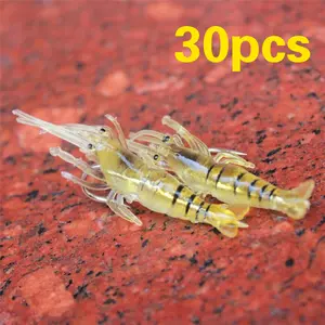 30pcs Soft Shrimp Fishing Lures - Realistic Micro Bait for Freshwater & Saltwater | Easy Hookups for Bass, Panfish & More | High Catch Rate Artificial Shrimp Bait