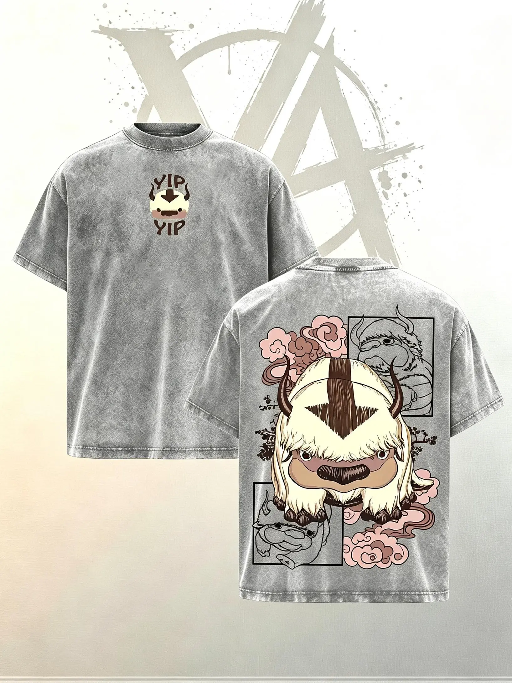 [AVT]Appa Avatar The Last Airbender Vintage Washed Oversized Anime Shirt, Yip Yip Cute Graphic Tee, Cozy Aesthetic Streetwear, Heavyweight Cotton Unisex Gift graphic streetwear t-shirt gift,trendy symbol t-shirt,humor invincible shirt,,funny student shirt