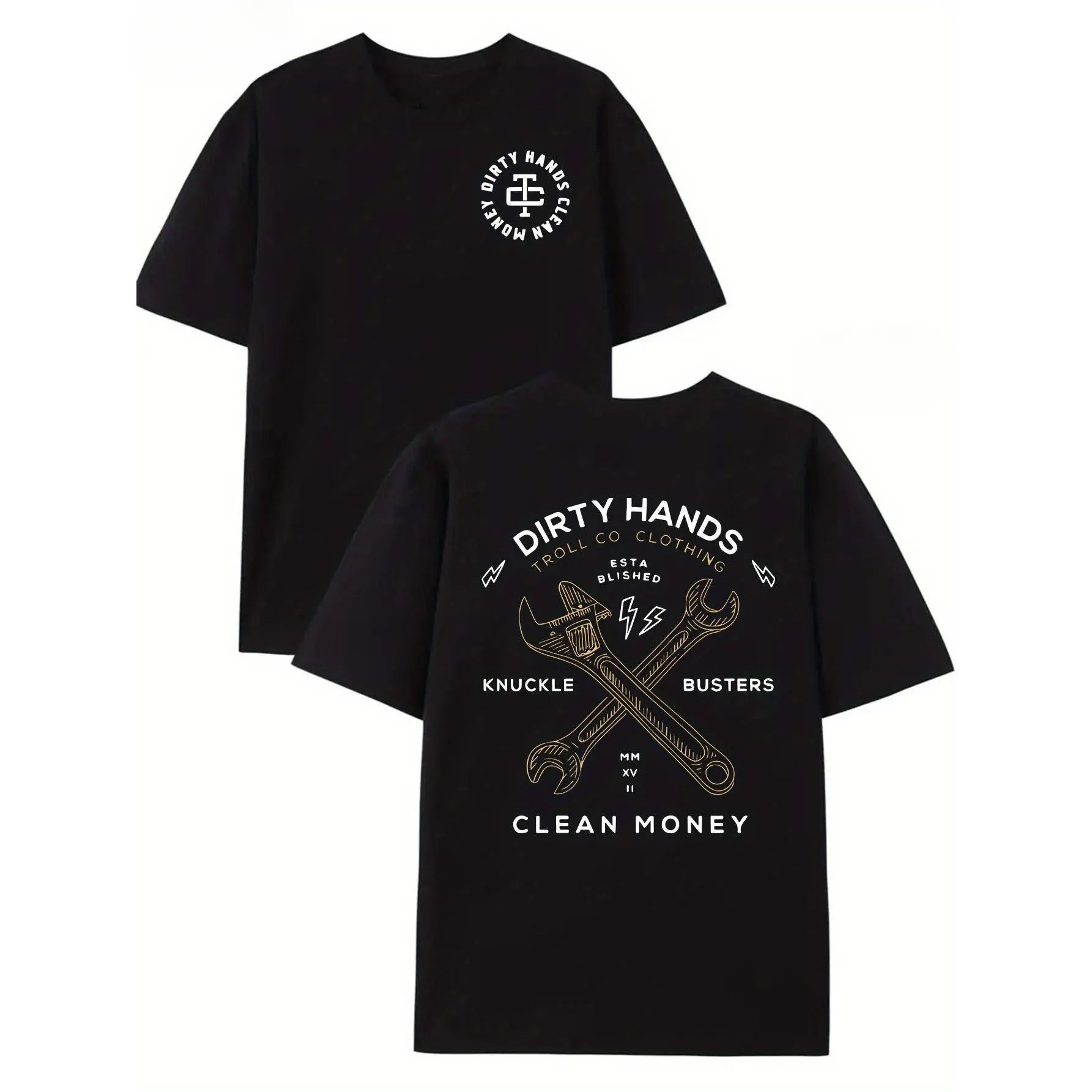 Men's Dirty Hands Graphic Tee – Workwear Streetwear T-Shirt, Blue Collar Style, Oversized Casual Outfit, Durable Print Gift for Men
