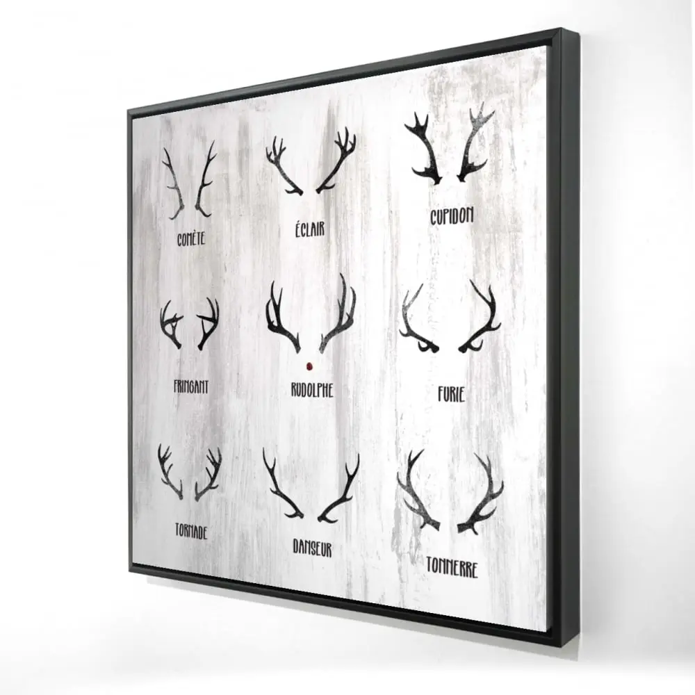 212 MAIN Artistic Minimalist Santa Claus & Reindeer Animal Hangable Framed Wall Art Print, 24x24 in, 8.996 lbs, Scandinavian Modern Home Decor, Decor Inspo Gift-Worthy Living Room Decoration, Animals