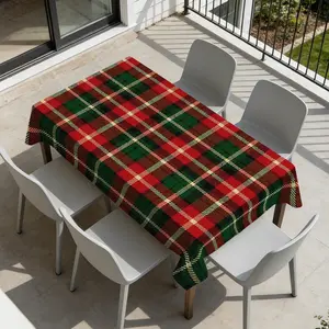 1pc Red and Green Plaid Round/Rectangular Tablecloth - Durable & Easy to Clean, Great for Square Table Birthday Parties, Picnics, Weddings, Indoor/Outdoor Use & Table Style