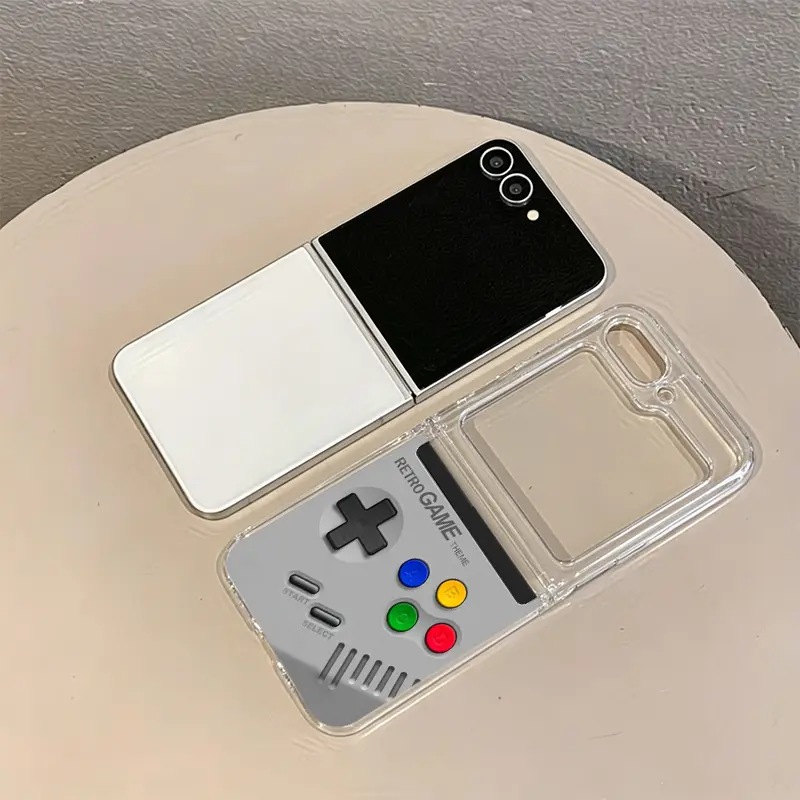 Retro Game Theme Transparent TPU Cellphone Case - Shock-Resistant, Fashionable Silicone Phone Accessory for Samsung Galaxy ZFLIP 7/6/5/4/3, Motorola RAZR 60/50/40 Super Edition, RAZR 60 Pro Smartphone Protection