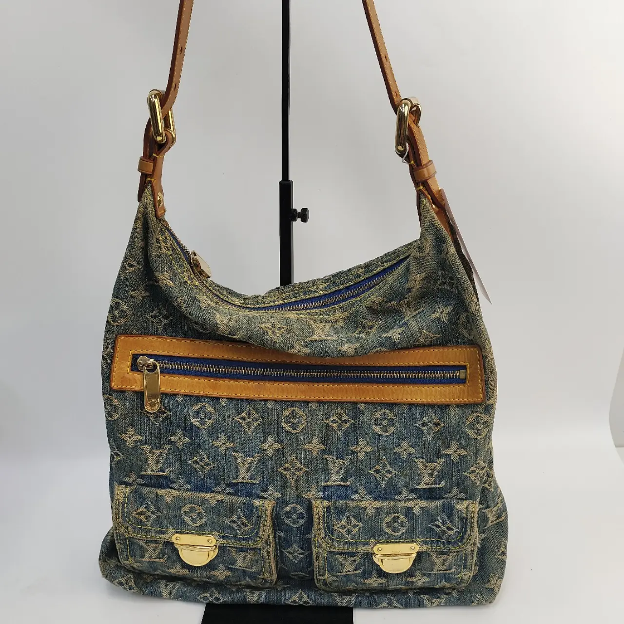 Pre-owned Louis Vuitton leather Bucket bags Baggy PM Monogram Denim Hobo denim Bag【BF 12】XP02310