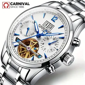 Carnival Automatic Mechanical Watch, Men's Stainless Steel Waterproof Luminous Automatic Watch