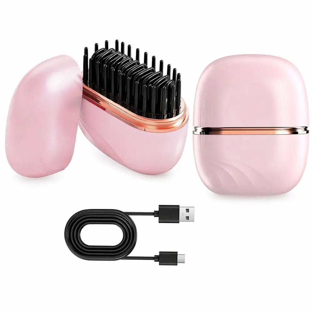 Mini Cordless Hair Straightner, Rechargeable 3 in 1 Upgraded ionic Smooth Hair Brush, Fast Heating Hot Hair Straightener Brush, C-Type Charging & 3 Speed Temperature Control,  Perfect Gift for Women home & Travel Use Adjustable and lightweight