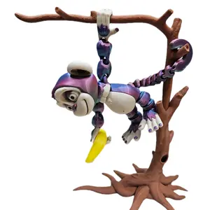 Large Rainbow Flexi Monkey with Tree and Banana - Colorful Design, Includes Yellow banana, Ideal for Play and Collecting