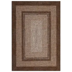 Brown Modern 8 x 10(ft) Rectangular Indoor Soft Non Slip Washable Bordered Geometric Area Rug